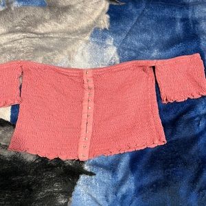 Pink off the shoulder crop top